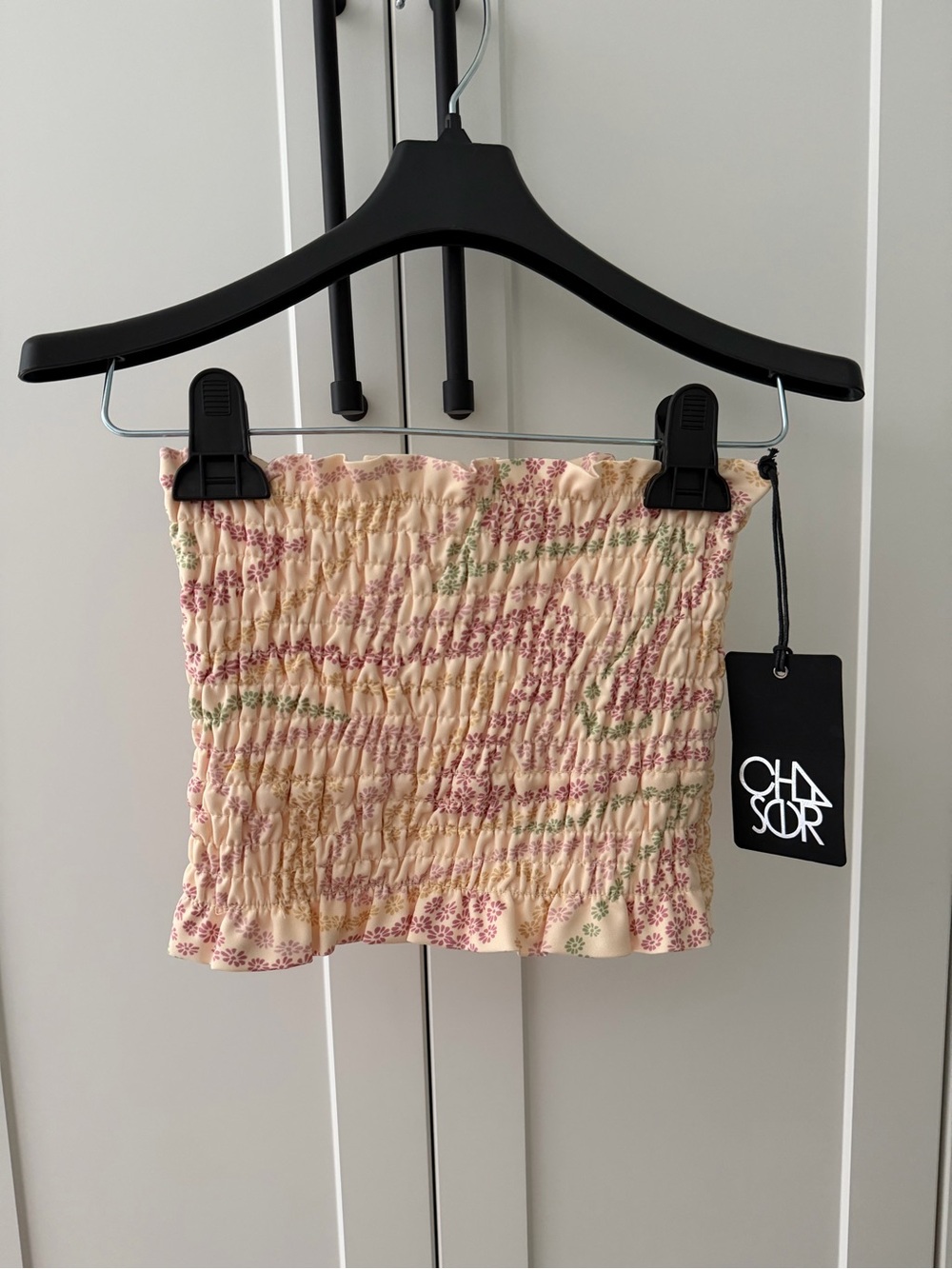 Chaser Smocked Floral Tube Top - Pink & Cream